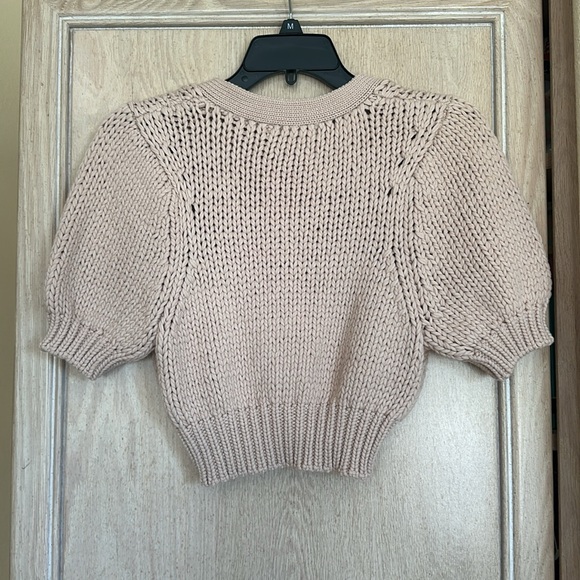 Et Cleat / Luna B NWT Cropped Short Sleeve Beige Sweater Top - Picture 4 of 4
